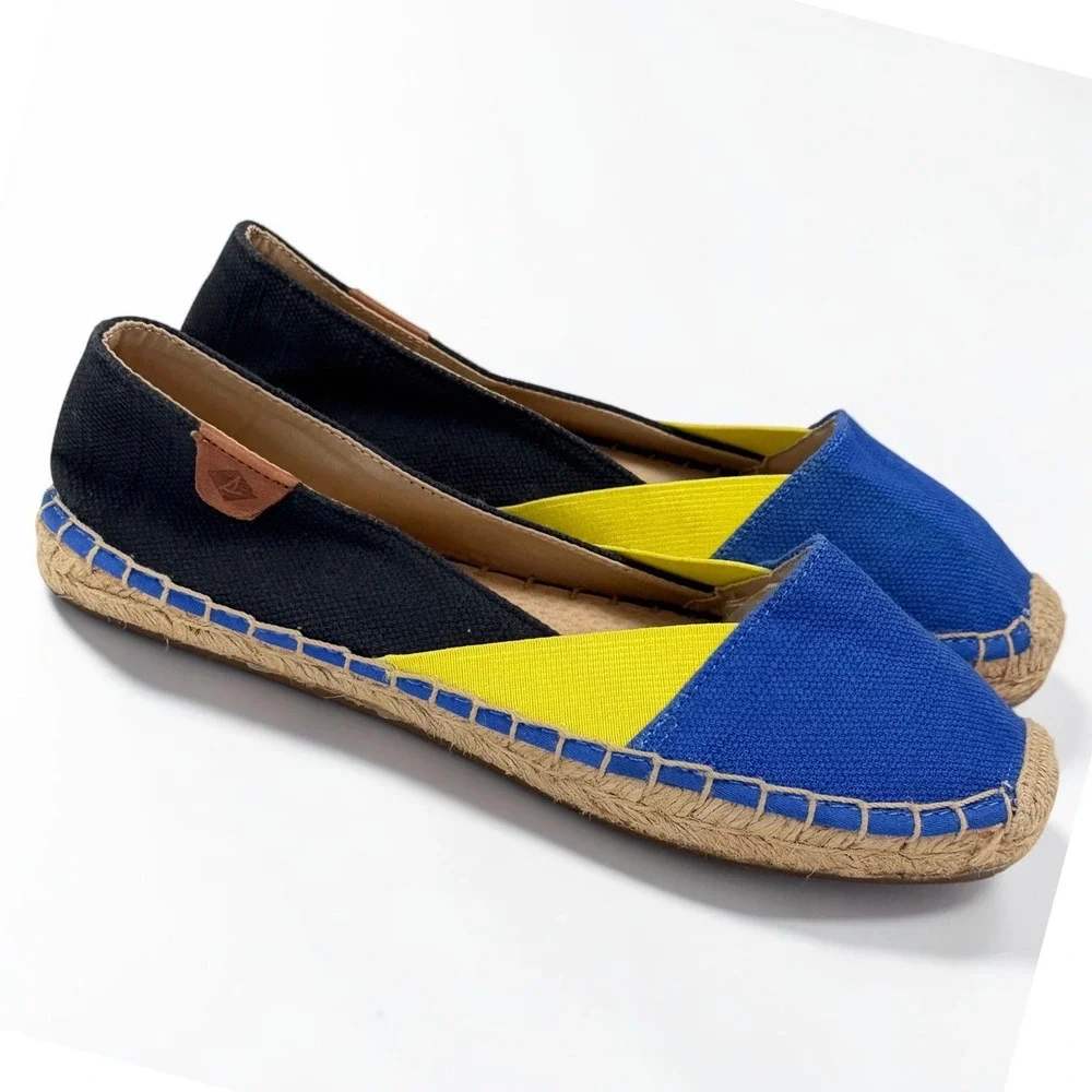 Sperry Top-Sider Katama Espadrille Flats Blue Yellow Black Colorblock Womens 7